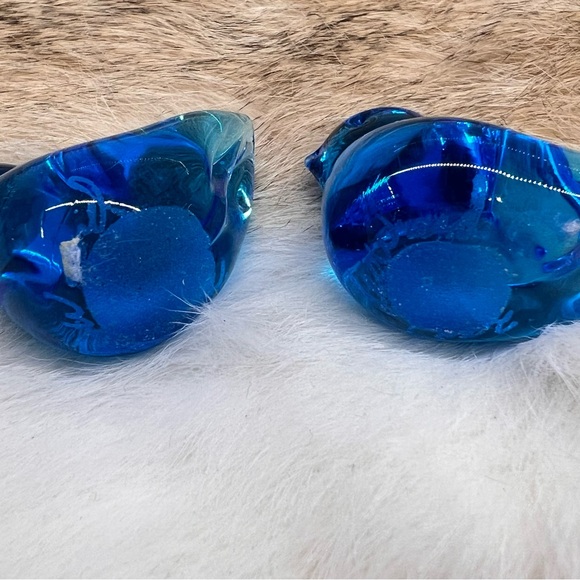 Vintage Bluebird of Happiness Glass Blue Art Bird Signed 2001 Leoward Set of 3 - Picture 3 of 12